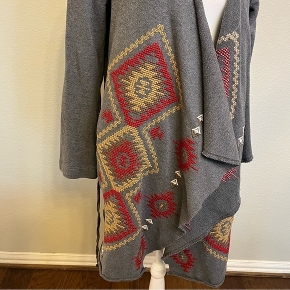 Johnny Was Aztec Gray Patterned Cardigan Sweater Women's Size Small - Picture 3 of 16